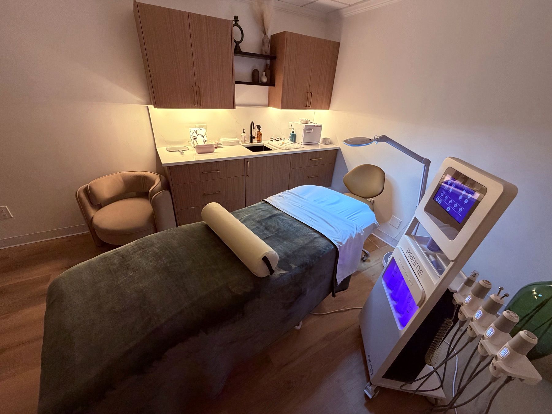 An Enerjia skincare suite ready for a guest